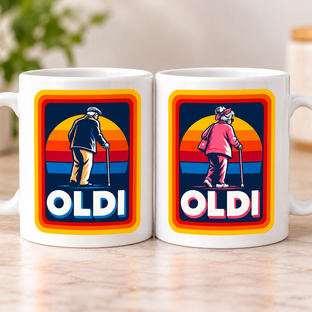 Funny Mug "OLDI" Retro Old Age Joke Coffee Cup 350ml Ceramic Novelty Mug, Male Female Grandad Grandma Design, Humorous Gift for Dad Mum Grandpa Nanny, 50th 60th 70th 80th Birthday Christmas Secret Santa | Fast Dispatch by UK Seller (M1046)