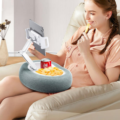 Cozy Lap Cushion Tray Bed Sofa Desk Phone Tablet Holder with Snack Bowls H114