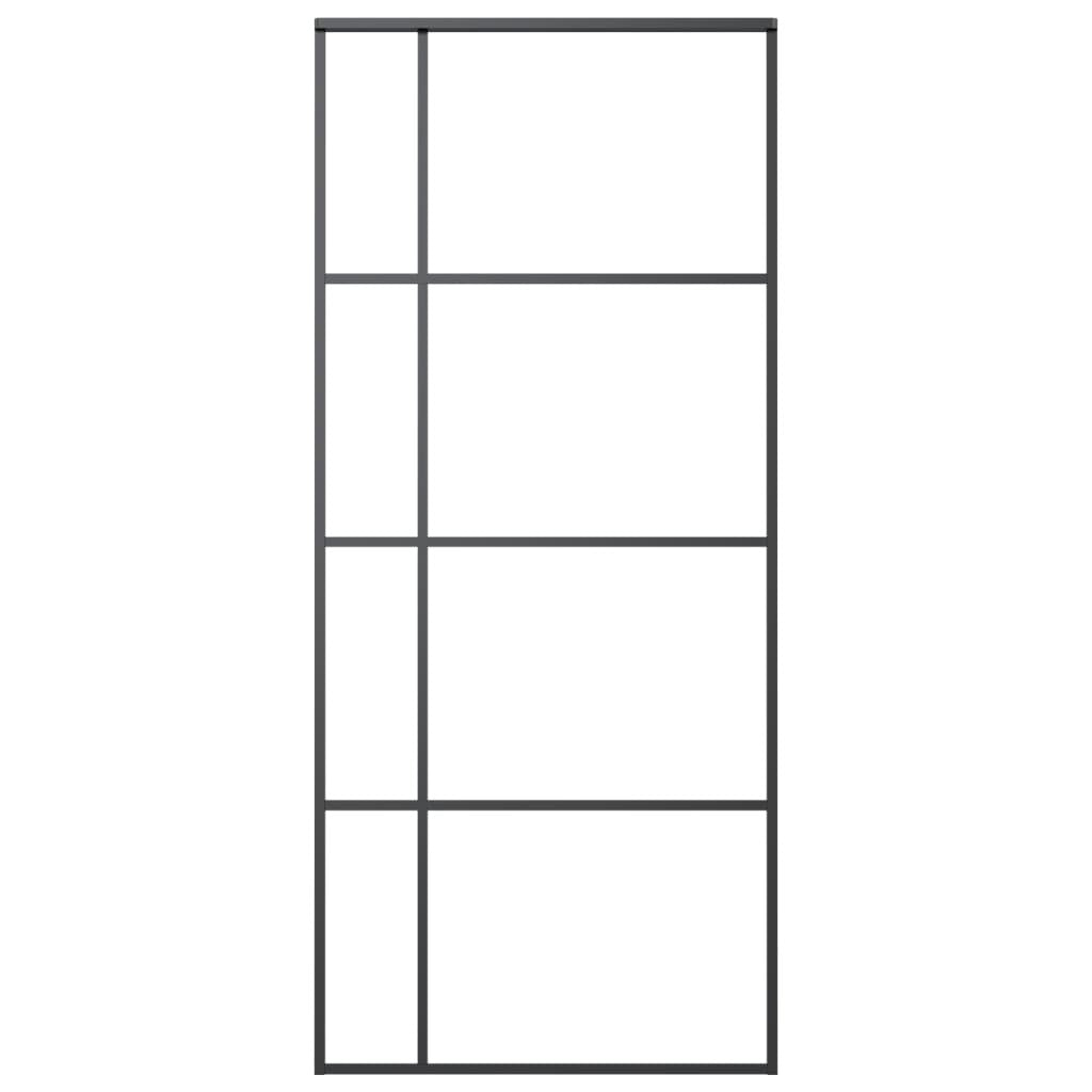 Sliding Door ESG Glass and Aluminium 90x205 cm Black