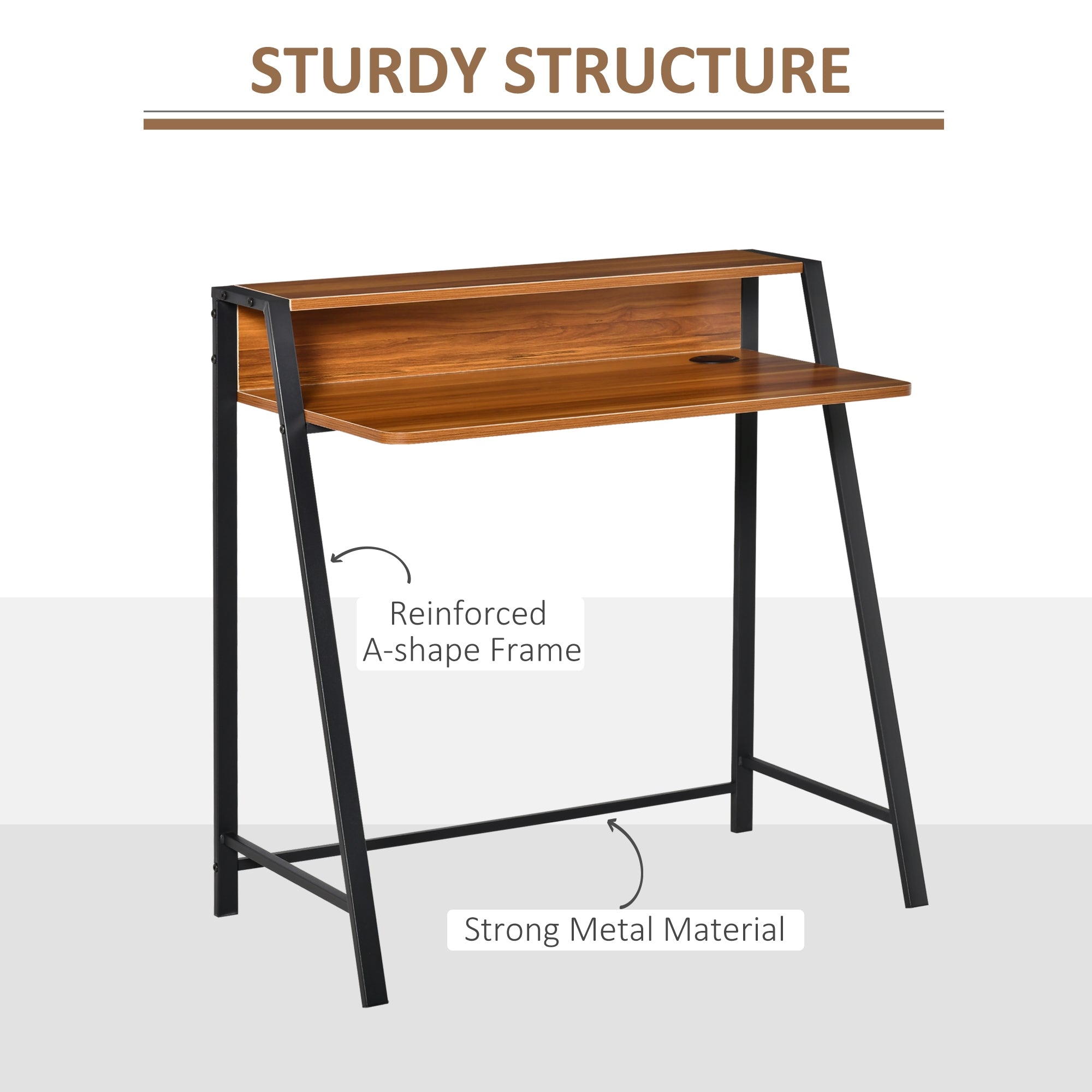 Computer Table, 84Lx45Wx85H cm-Walnut Colour
