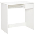 Compact Computer Table with Keyboard Tray Drawer White