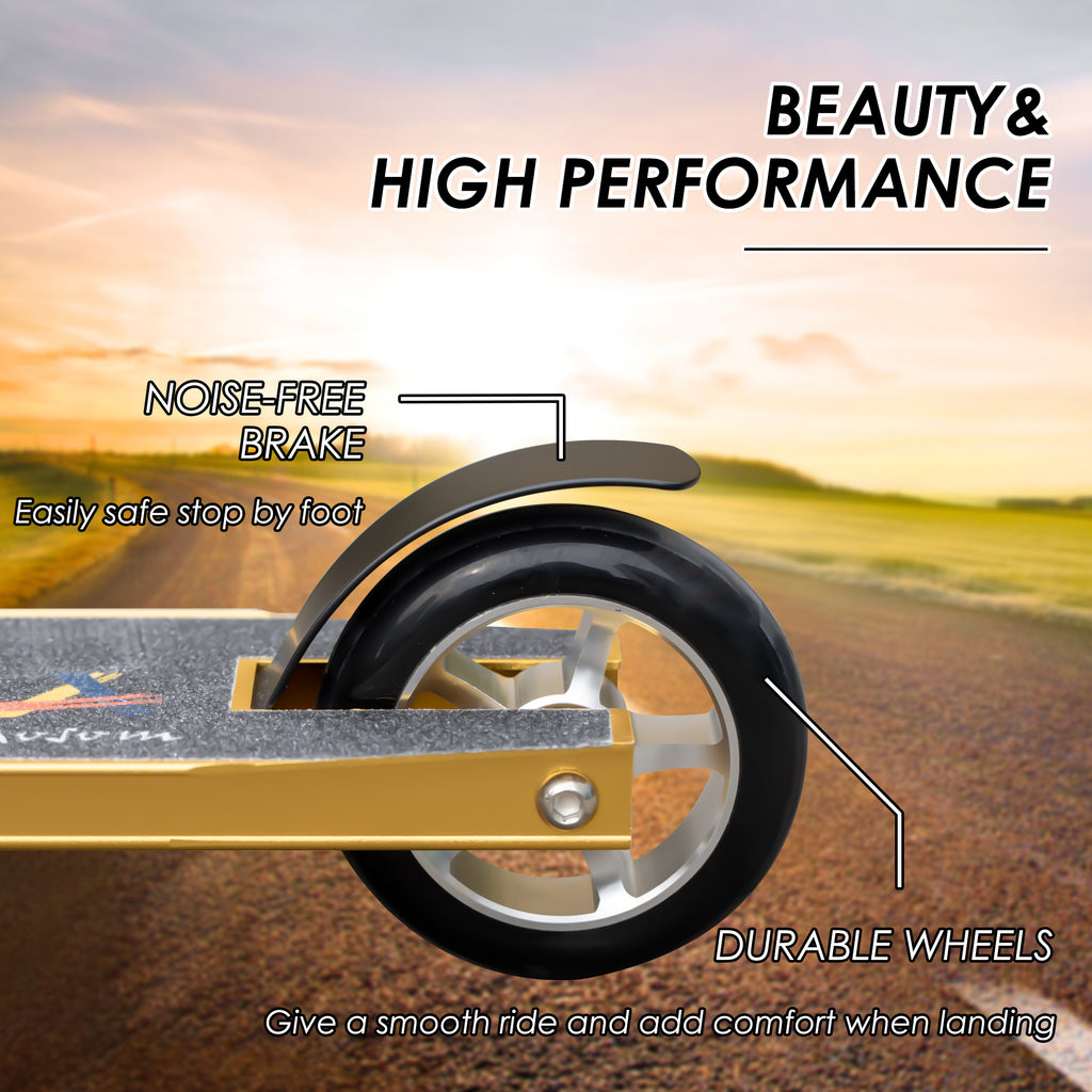 Stunt Scooter Entry Level Tricks Scooter for 14+ Beginners, Gold HOMCOM
