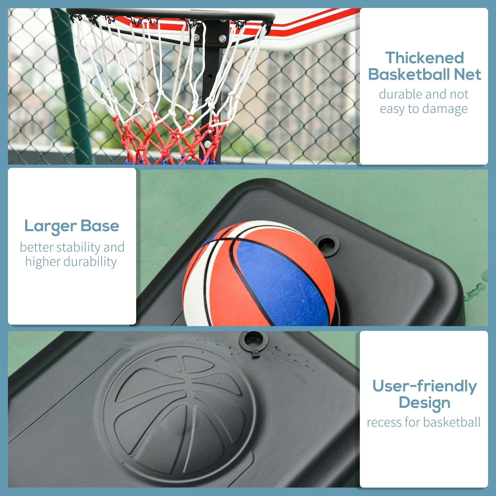 155-210cm Height Adjustable Basketball Stand Backboard Portable w/ Net HOMCOM