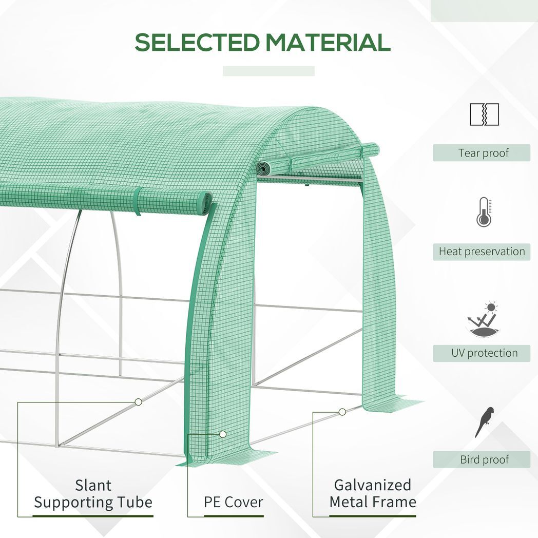 3 x 3 x 2 m Polytunnel Greenhouse Pollytunnel Tent w/ Steel Frame Green