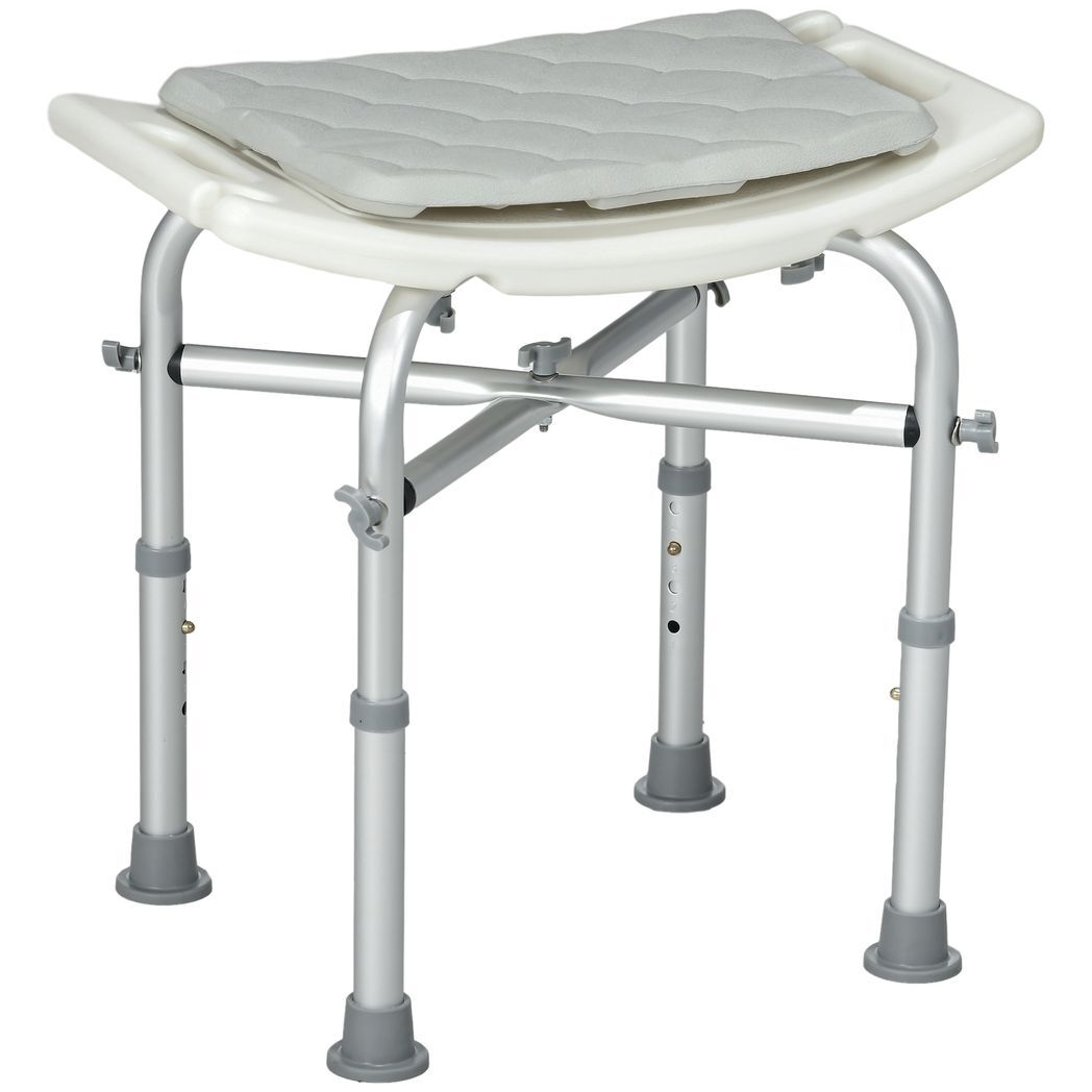 HOMCOM Aluminium Shower Stool Adjustable Bath Stool for Senior Disabled Pregnant
