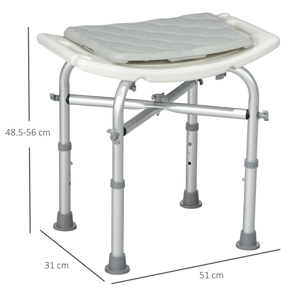 HOMCOM Aluminium Shower Stool Adjustable Bath Stool for Senior Disabled Pregnant