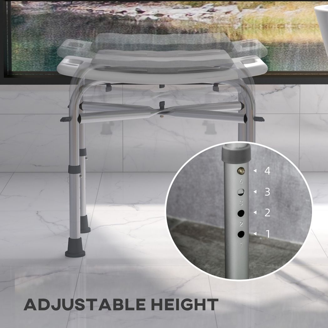 HOMCOM Aluminium Shower Stool Adjustable Bath Stool for Senior Disabled Pregnant