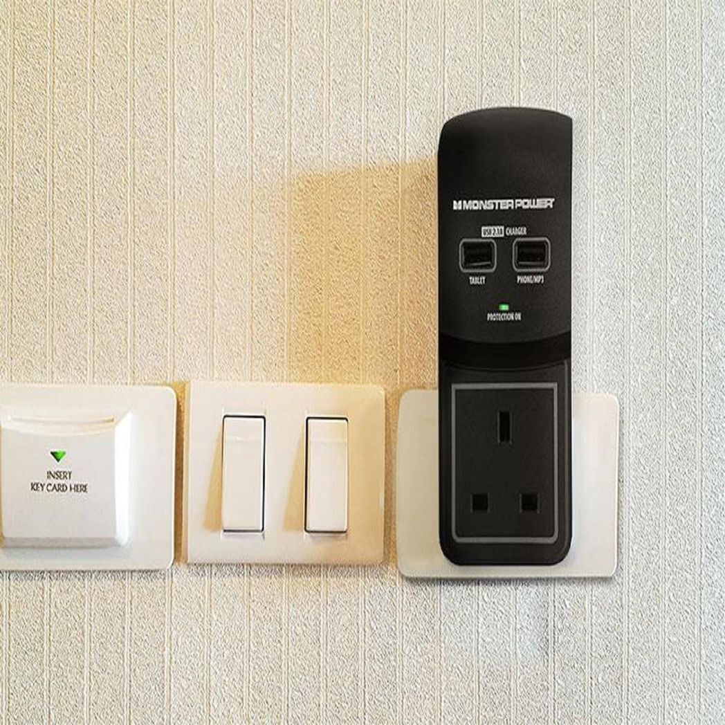 Monster Power Core 100 Surge Protected Socket with 2 USB Charging Ports, Black