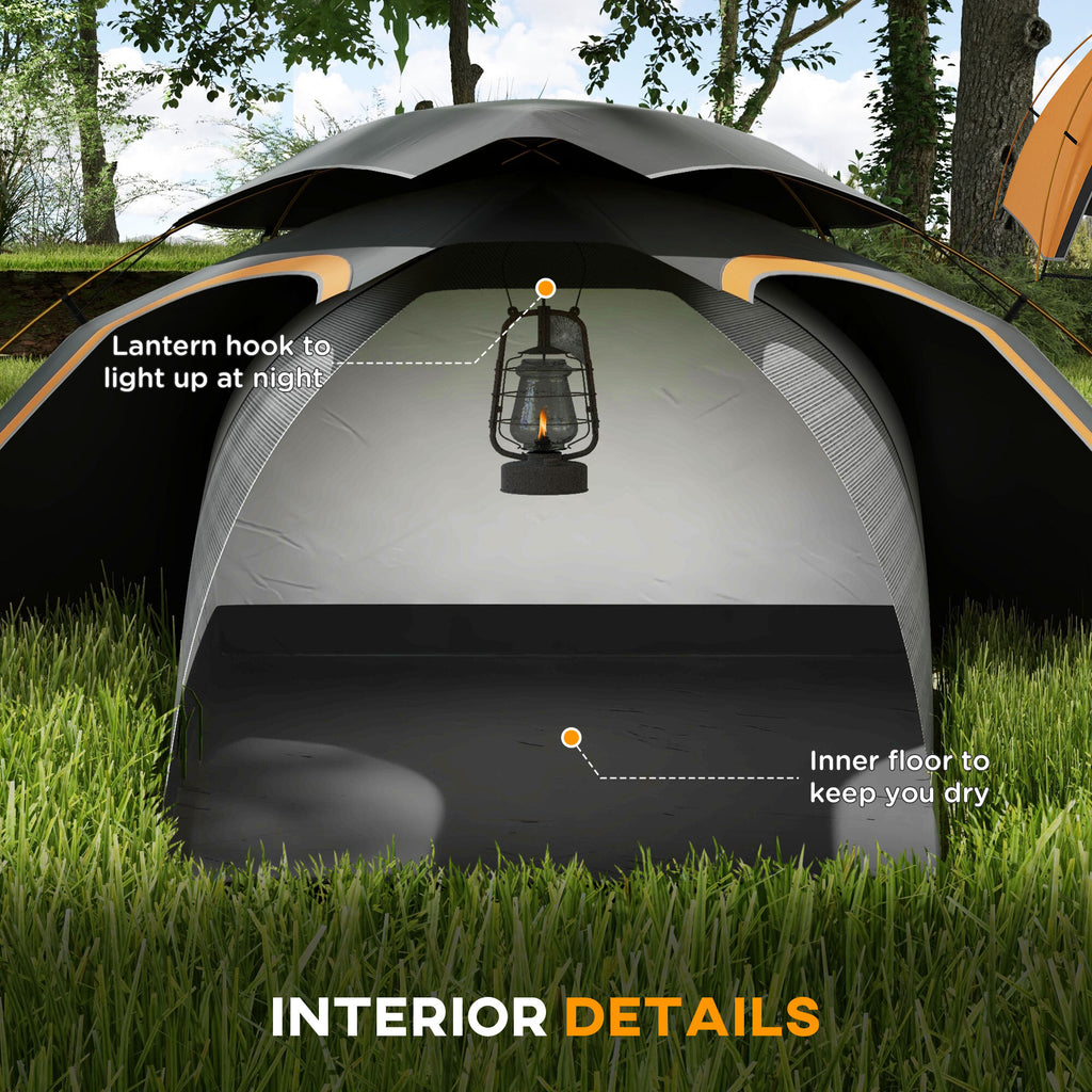Outsunny Camping Tent Dome Tent with Removable Rainfly for 1-2 Man, Grey