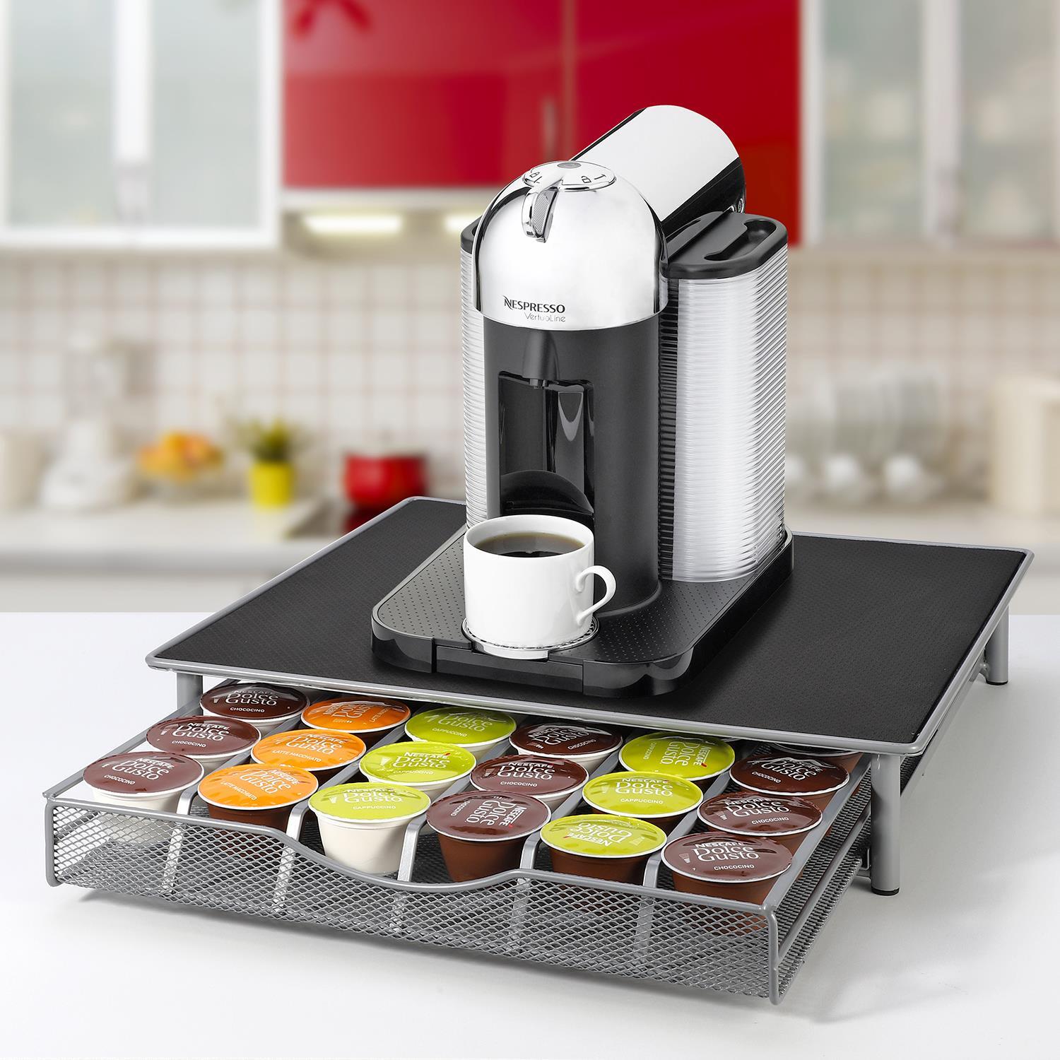 Vinsani 36 Capsules Coffee Pod Storage with Sliding Drawer- Non Slip Surface Stackable Holder Organiser Box for Dolce Gusto Coffee Pods