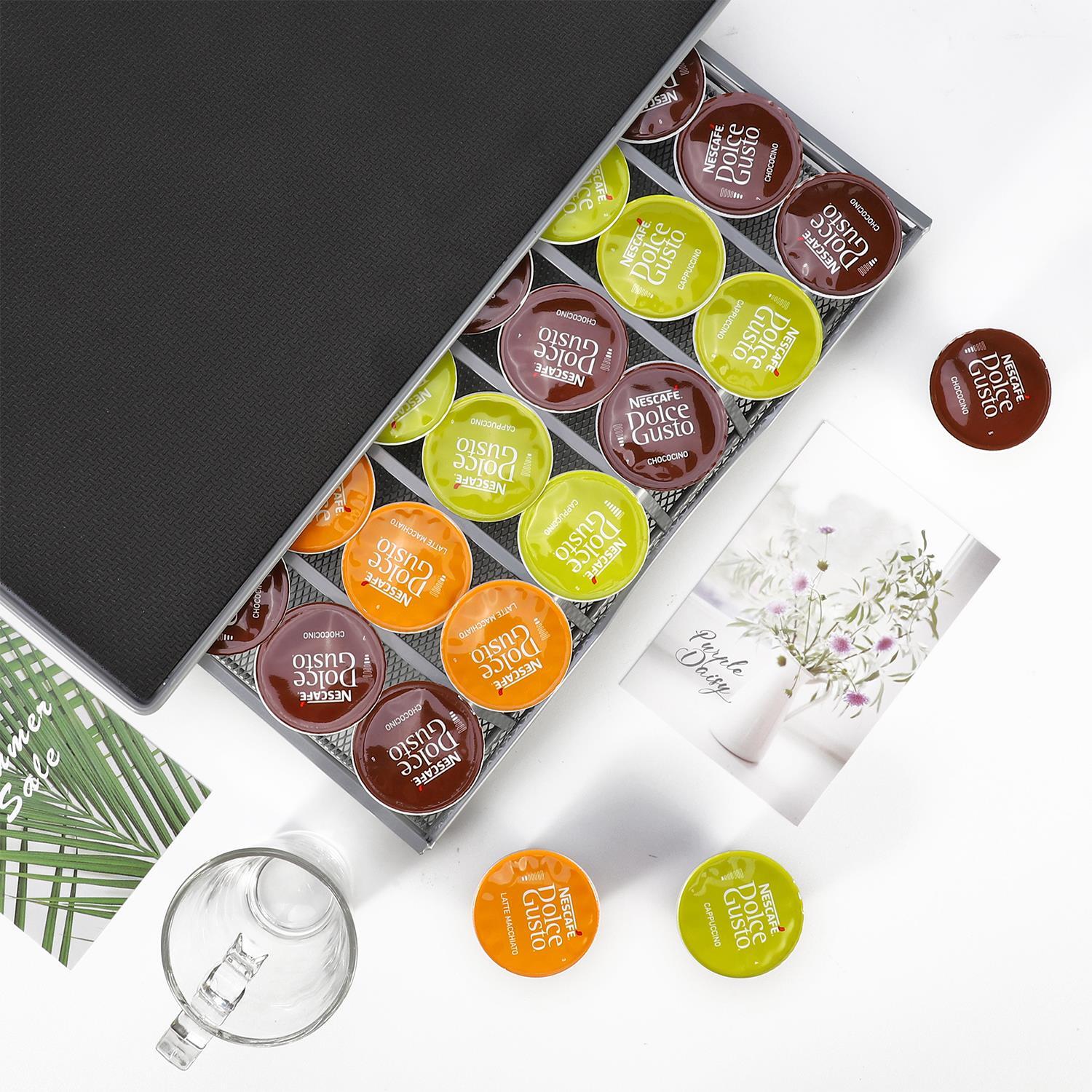Vinsani 36 Capsules Coffee Pod Storage with Sliding Drawer- Non Slip Surface Stackable Holder Organiser Box for Dolce Gusto Coffee Pods