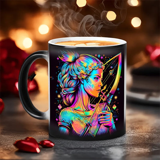 Magic Heat-Changing "Sagittarius Zodiac" Color-Revealing Ceramic Coffee Mug – Celestial Astrology & Star Sign Novelty Cup (M1084)