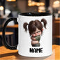 Personalized "Sassy Pigtails Grumpy Girl" Ceramic Coffee Mug – Custom Name Funny Salking Child & Humorous Character Novelty Cup (M1170)