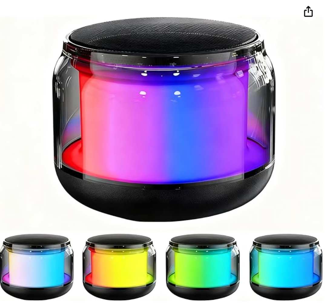 Bluetooth Speaker, Portable Wireless Bluetooth Speaker with Colorful Lights,5-20 Hour Playtime,Bluetooth 5.2 USB C Fast Charge UK