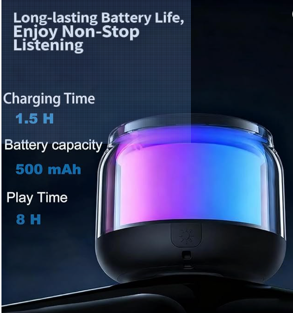 Bluetooth Speaker, Portable Wireless Bluetooth Speaker with Colorful Lights,5-20 Hour Playtime,Bluetooth 5.2 USB C Fast Charge UK