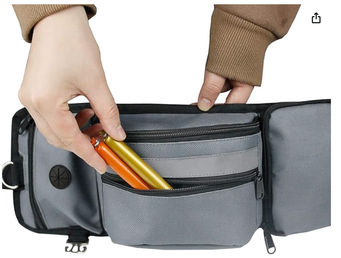 Pouch for Training-Built in Poop Bag Dispenser with Hidden Water Bottle Holder (Bottle not Included), Waist Belt Fanny Pack for Puppy Class, Travel, Running, Walking and Camping, Grey