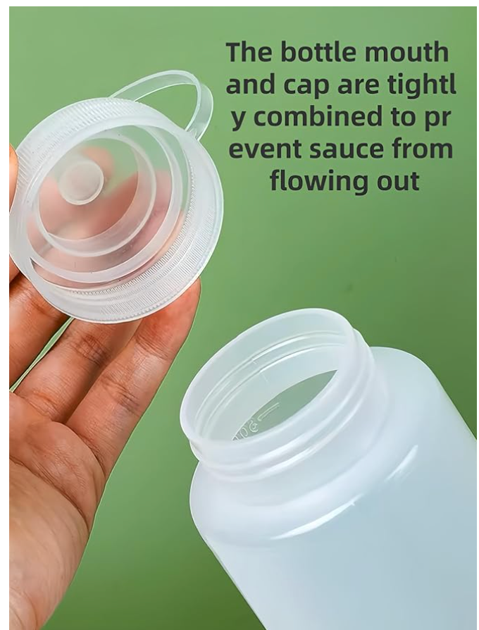 Bottles with Caps, 3 Pack Squeezy Sauce Bottles, Plastic Squeeze Dispensers with Measurements for Ketchup, BBQ, Sauces, Syrup, Dressings (1000ML)