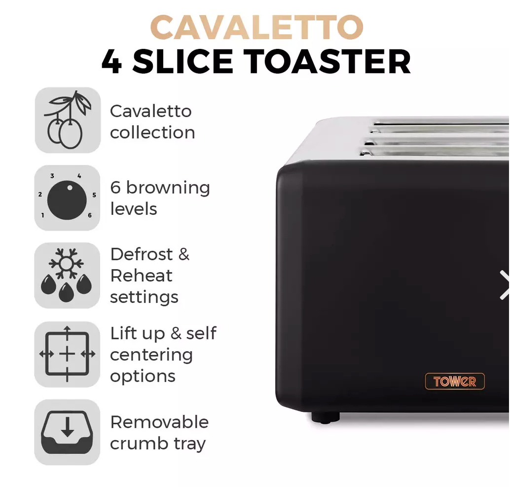 Cavaletto 4 Slice Stainless Steel Toaster