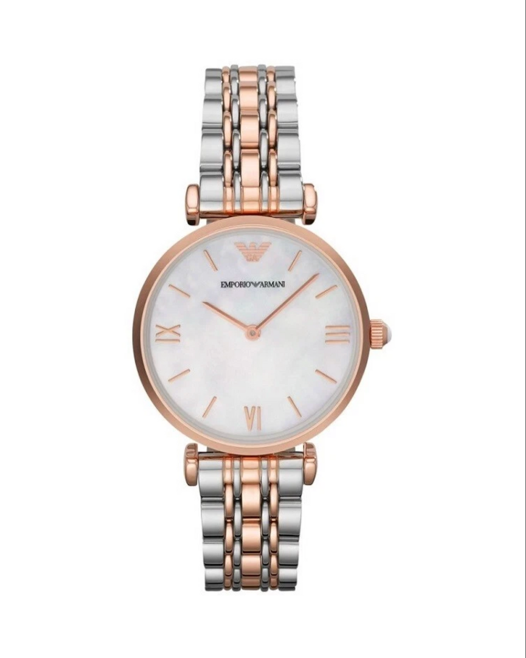 EMPORIO ARMANI WOMENS WATCH SILVER GOLD STRAP & WHITE DIAL AR1683 GENUINE