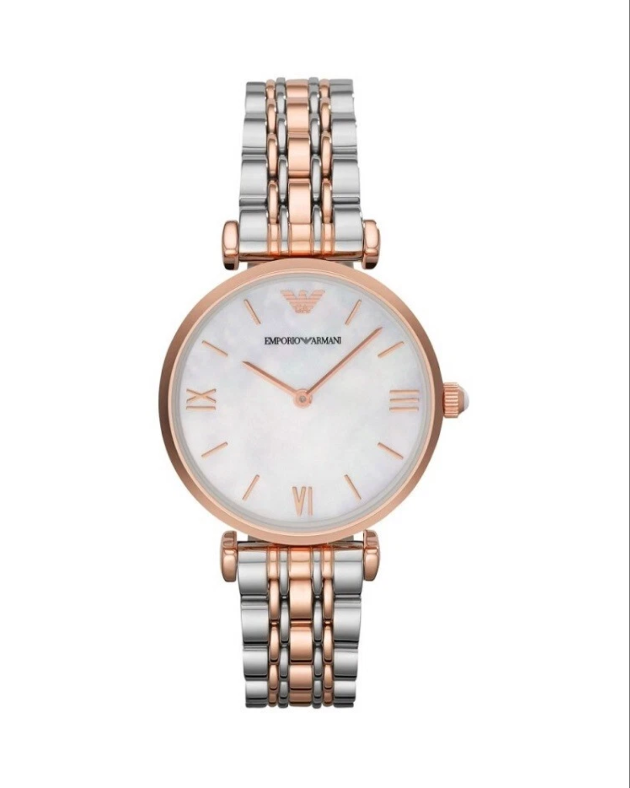 EMPORIO ARMANI WOMENS WATCH SILVER GOLD STRAP & WHITE DIAL AR1683 GENUINE