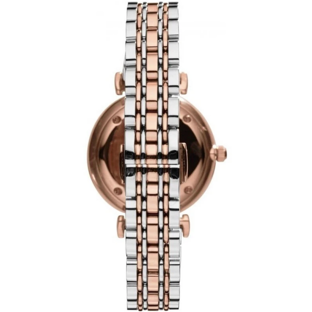 EMPORIO ARMANI WOMENS WATCH SILVER GOLD STRAP & WHITE DIAL AR1683 GENUINE
