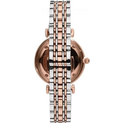 EMPORIO ARMANI WOMENS WATCH SILVER GOLD STRAP & WHITE DIAL AR1683 GENUINE