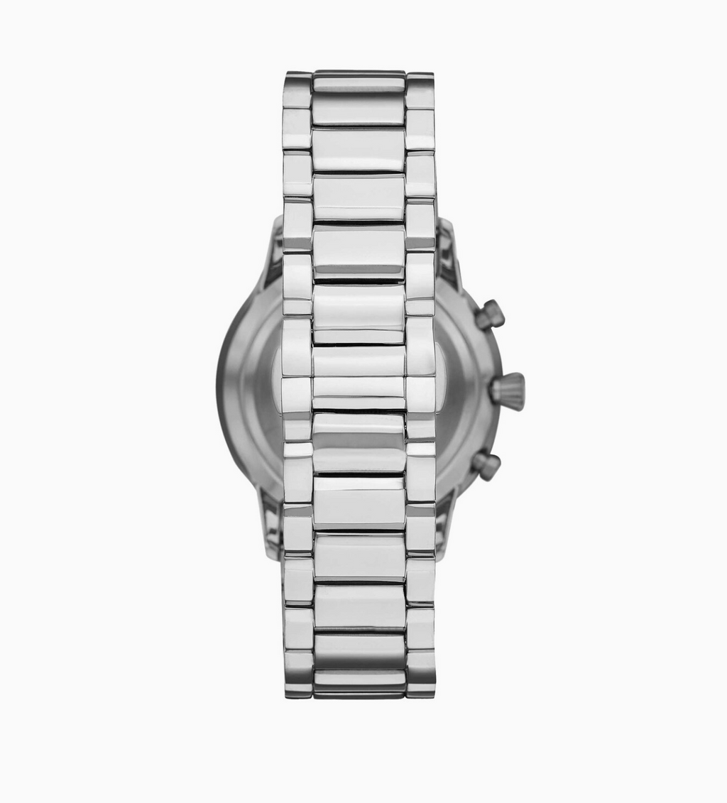Emporio Armani Stainless Steel and Black Dial Gents Watch