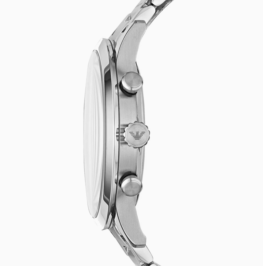 Emporio Armani Stainless Steel and Black Dial Gents Watch