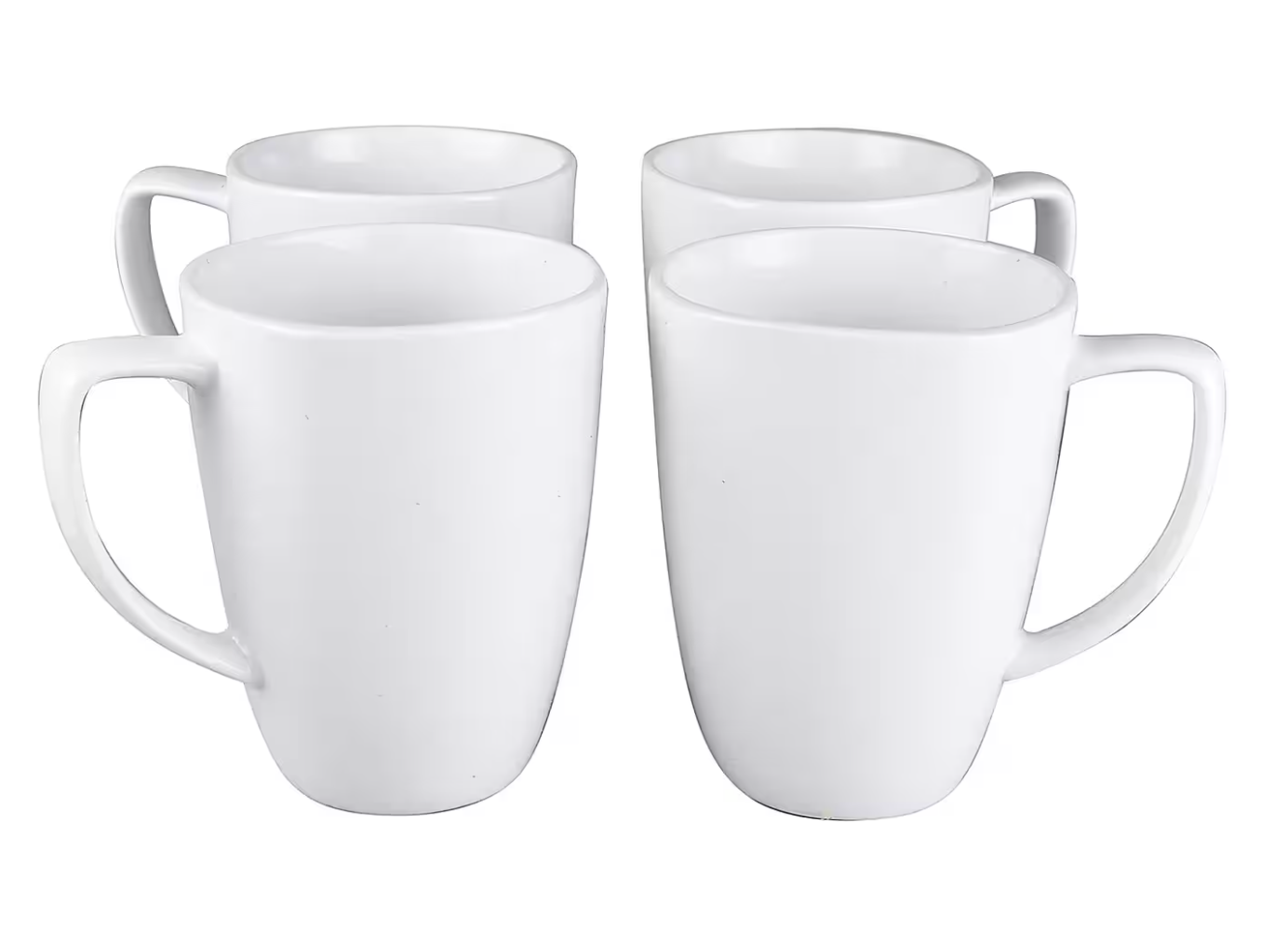 Large Porcelain Mugs in White - Set of 4
