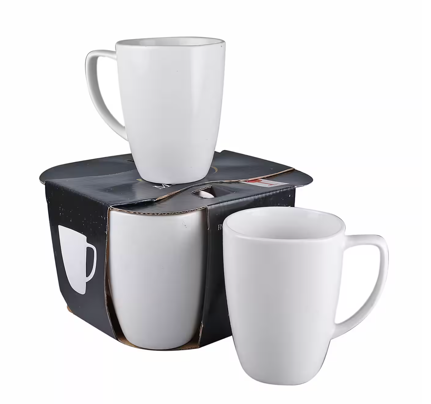 Large Porcelain Mugs in White - Set of 4