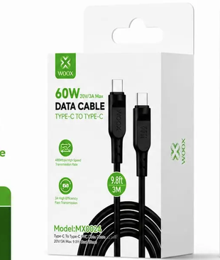 Woox 60W Type-C to Type-C Fast Charging & Data Cable (3M / 9.8ft) – Model MX0024