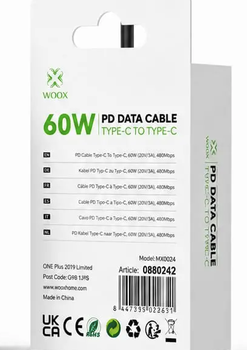 Woox 60W Type-C to Type-C Fast Charging & Data Cable (3M / 9.8ft) – Model MX0024