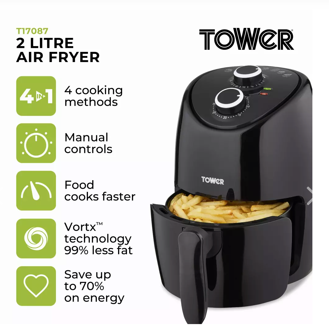 Vortx Compact 2 Litre Manual Air Fryer