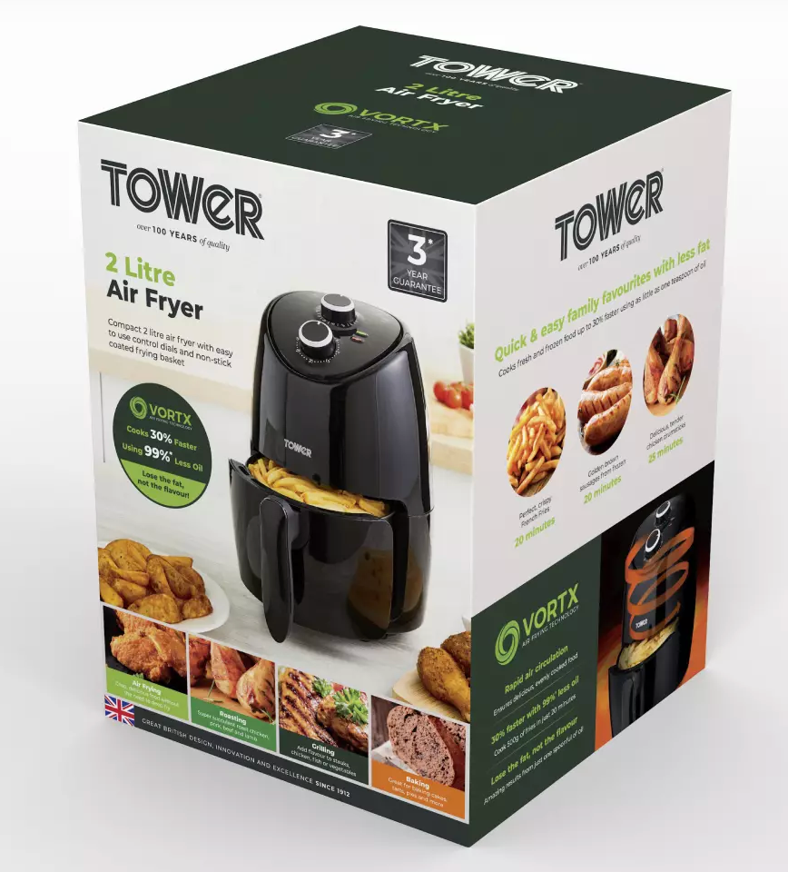Vortx Compact 2 Litre Manual Air Fryer