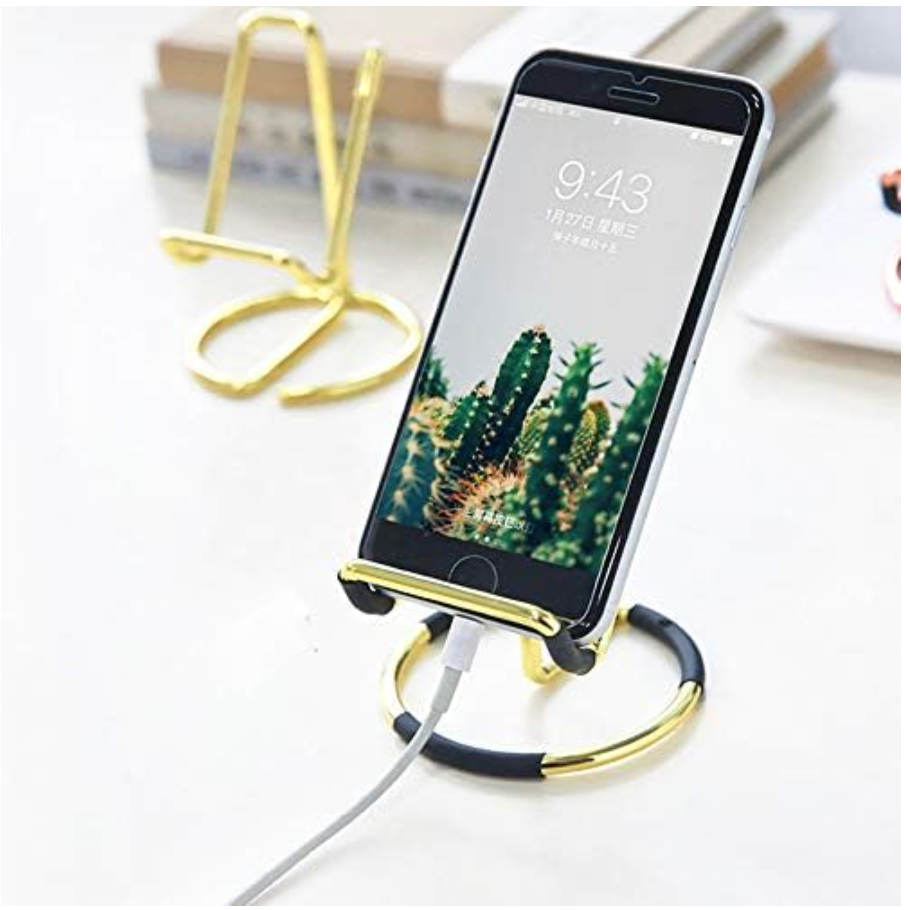 Gold Phone Stand Phone Holder Stand Dock - Metal Desktop Holder Stand for iPhone 12 Mini, 12 Pro Max, 11 Pro, XR X XS 8 7 6 Plus, HUAWEI, Galaxy S10 S9 S8 and more