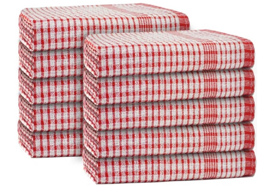 10 Kitchen Tea Towels 100% Cotton Highly Absorbent - Long Lasting- Quick Drying – Bar, Dish Cleaning Catering