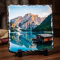 Custom Earth-Cut Slate Plaque, Chiseled Natural Rock Edge Portrait Plinth for Memories & Photos (S1001)