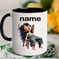 Personalized "Exhausted Sleepy" Cartoon Ceramic Coffee Mug – Custom Name Tired Girl & Relatable Humor Novelty Cup (M1120)