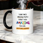Personalized "Sometimes Amazing People Forget" Ceramic Coffee Mug – Inspirational Quote, Colorful Typography & Uplifting Novelty Cup (M1181)