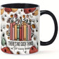 Personalized "There's No Such Thing As Too Many Books" Ceramic Coffee Mug – Black Rim & Handle, Book Lover Quote, Floral Books & Reader Novelty Cup (M1195)