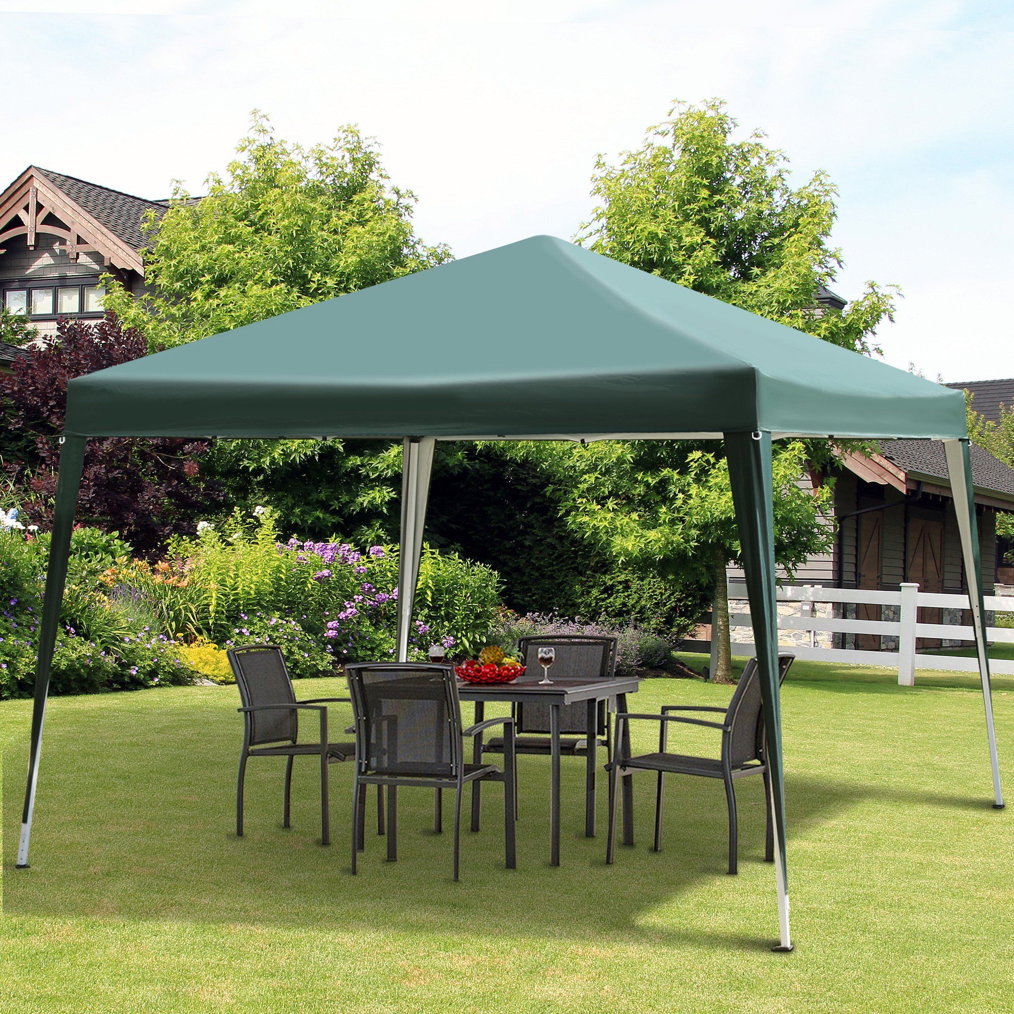 3x3 m Heavy Duty Pop Up Gazebo, 210 D Oxford Cloth-Green