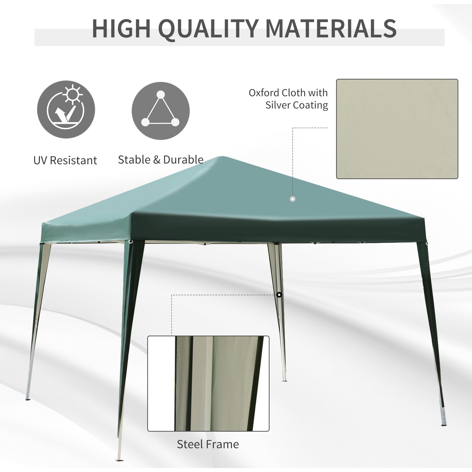 3x3 m Heavy Duty Pop Up Gazebo, 210 D Oxford Cloth-Green