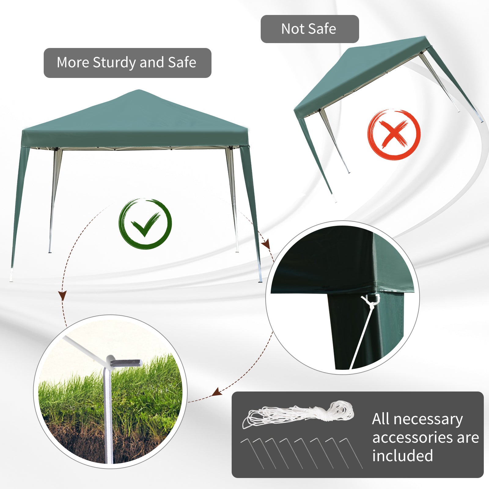 3x3 m Heavy Duty Pop Up Gazebo, 210 D Oxford Cloth-Green