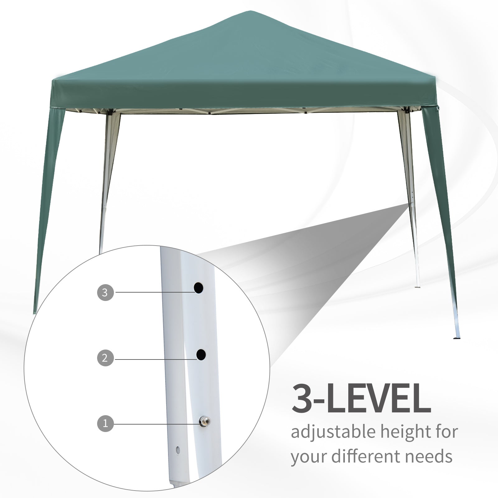 3x3 m Heavy Duty Pop Up Gazebo, 210 D Oxford Cloth-Green