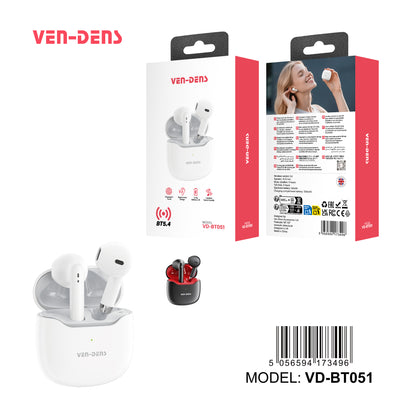 Ven-Dens True Wireless Stereo Earbuds with Fingerprint Touch Control Model VD-BT051