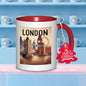 Personalized "Vintage London Skyline & Merry Christmas" Ceramic Coffee Mug – London Landmarks, Festive Holiday Tag & British Souvenir Novelty Cup (M1194)