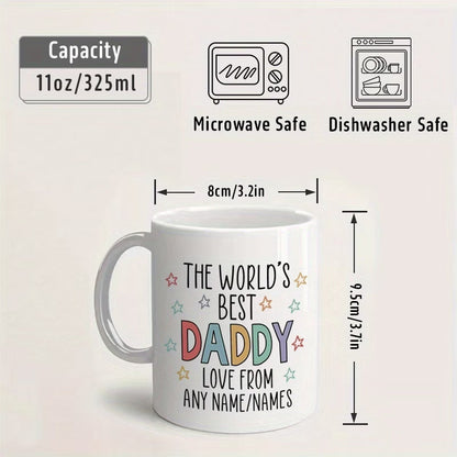 Personalized "The World's Best Daddy" Ceramic Coffee Mug – Custom Name Father's Day & Dad Appreciation Novelty Cup with Black Accent (M1134)
