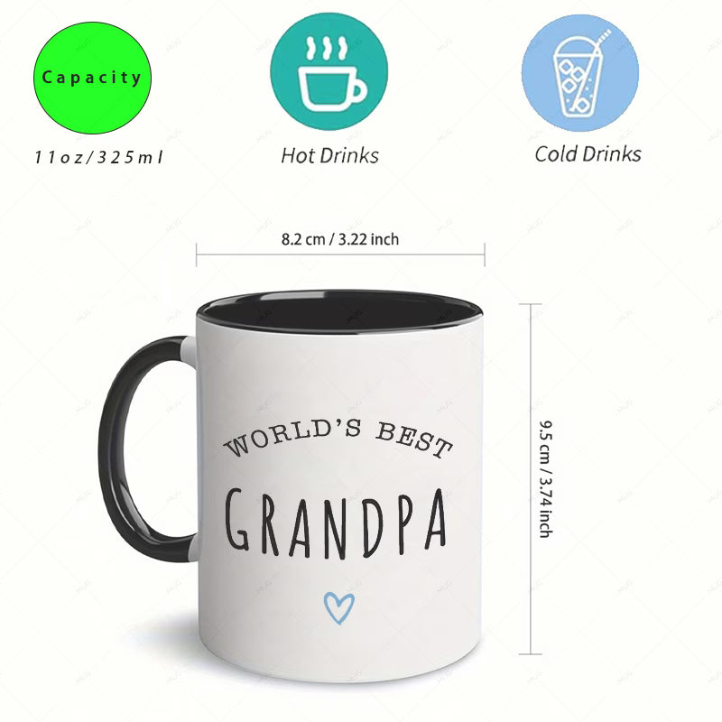 "World's Best Grandpa & Grandma" Matching Ceramic Coffee Mug Set – Cute Grandparents Appreciation & Family Novelty Cup Set (M1135)