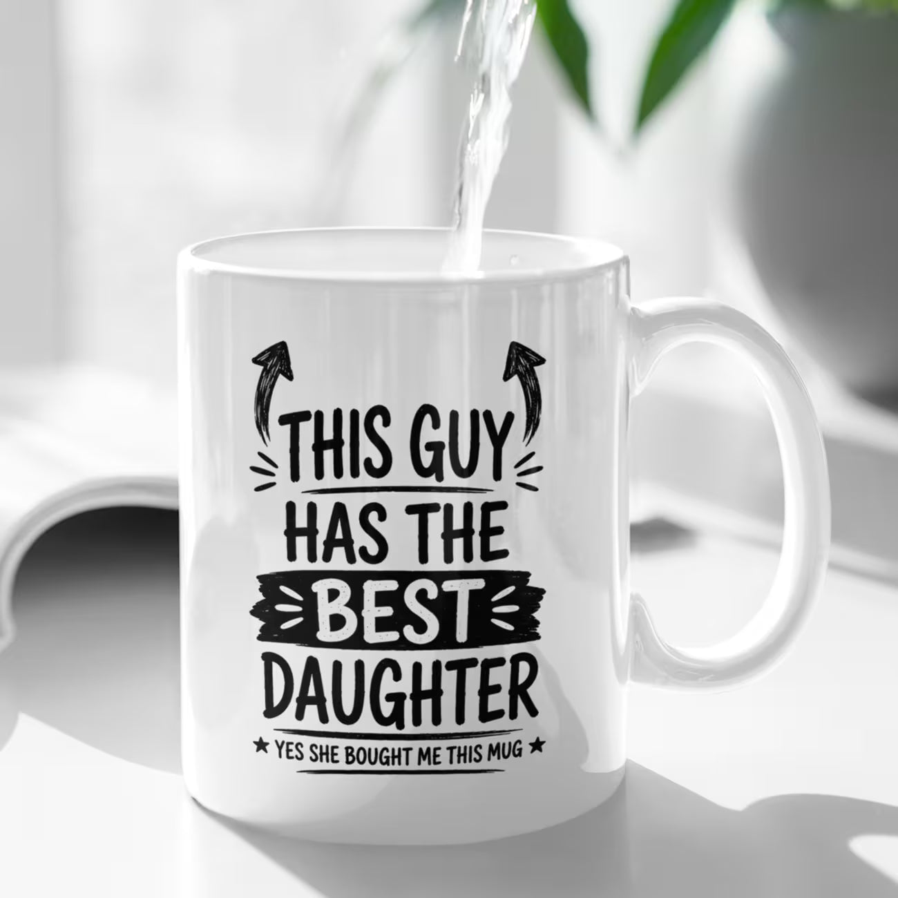 Funny "This Guy Has The Best Daughter" Ceramic Coffee Mug – Sarcastic Dad & Father's Day Novelty Cup (M1060)