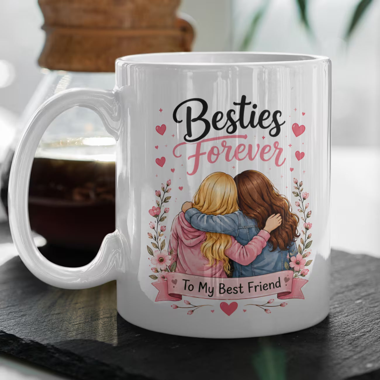 Heartwarming "Besties Forever To My Best Friend" Ceramic Coffee Mug – Cute Friendship & Bestie Gift Cup (M1061)